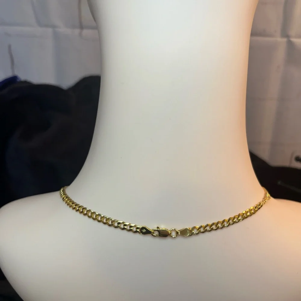 14k Yellow Gold Over Italian sterling silver 20 inch 4.1 MM Italian Cuban chain